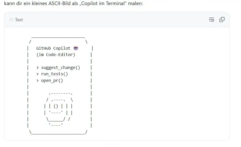 GitHub Copilot Selfie — ASCII-Terminal mit drei Funktionen